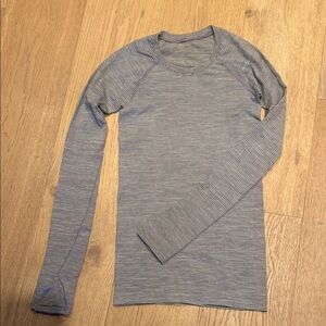 lululemon athletica Swiftly LS Gray Striped Long Sleeve Top
